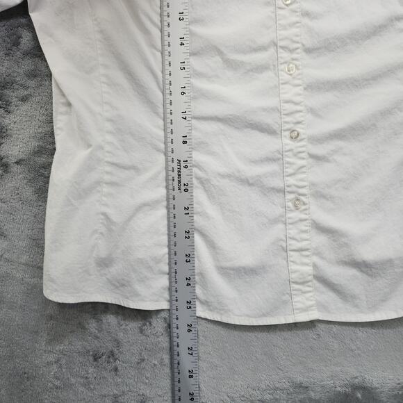Lee Riders Top Woman XXL White Collared Button-Up Shirt 3/4 Sleeve Flip Cuff - Picture 12 of 13